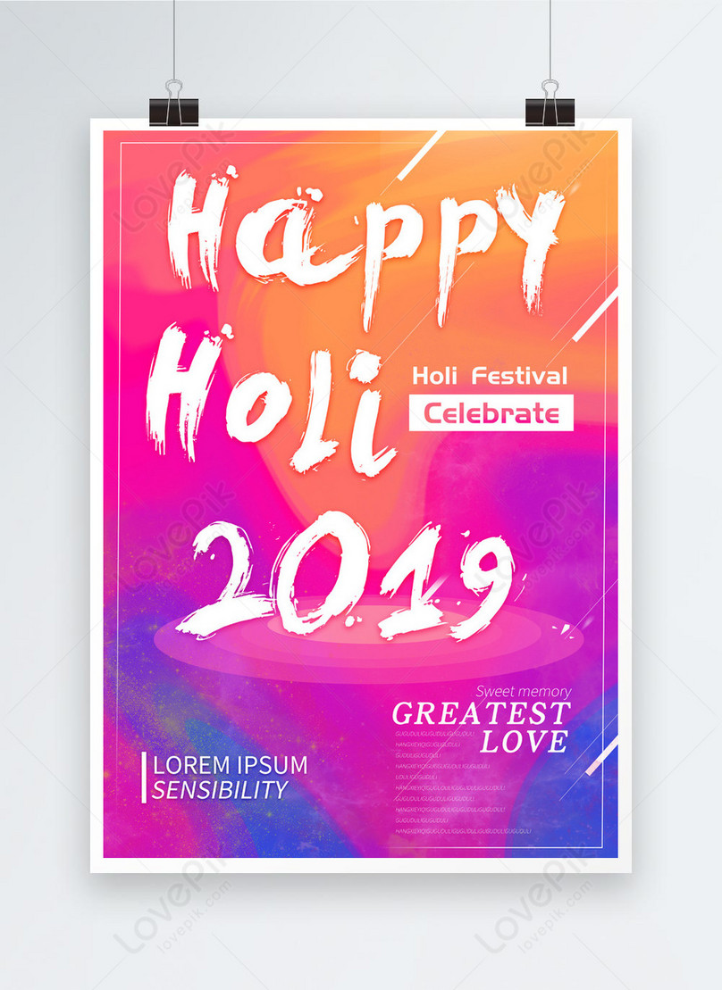 Holi festival gradient color simple poster template image_picture ...