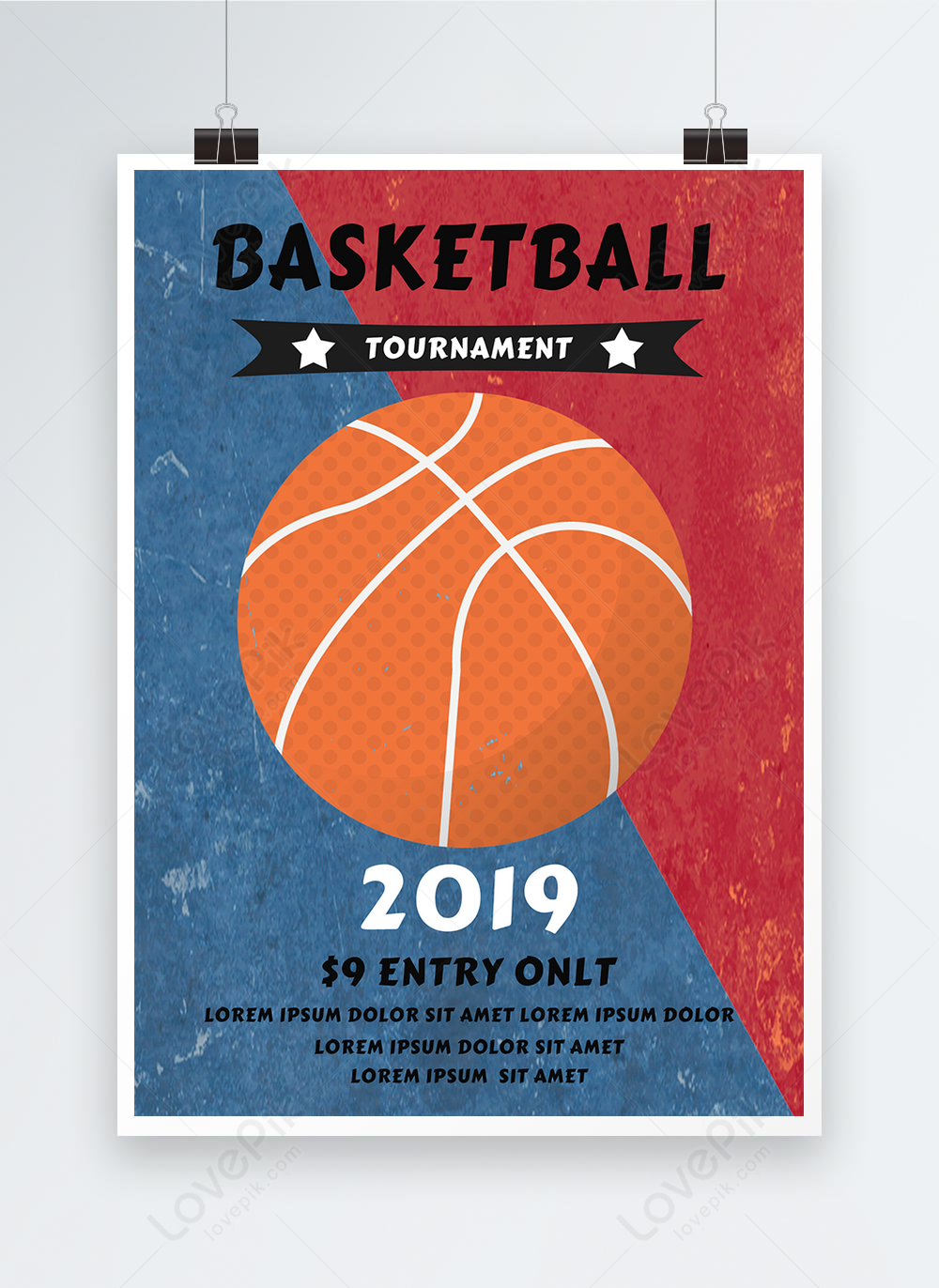 Red and blue retro basketball game creative poster template image_picture  free download 464151004_