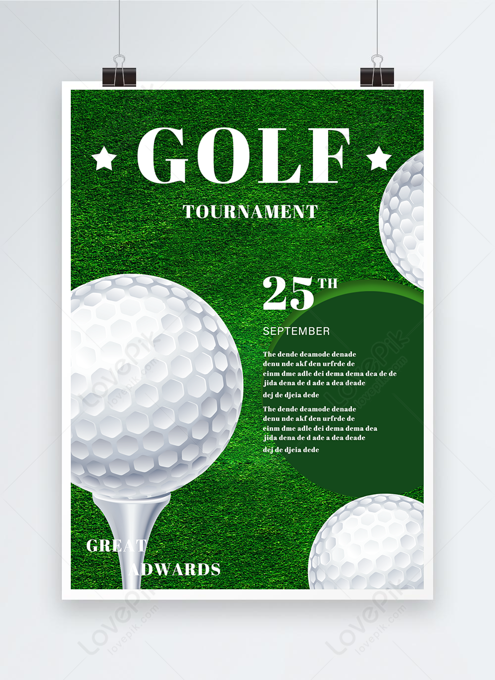 Green Minimalist Style Golf Sport Poster Template Image picture Free 