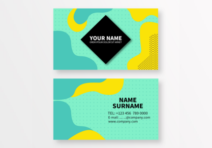 Abstract business card with green memphis fluid dotted design case, Memphis,  fluid,  dotted template
