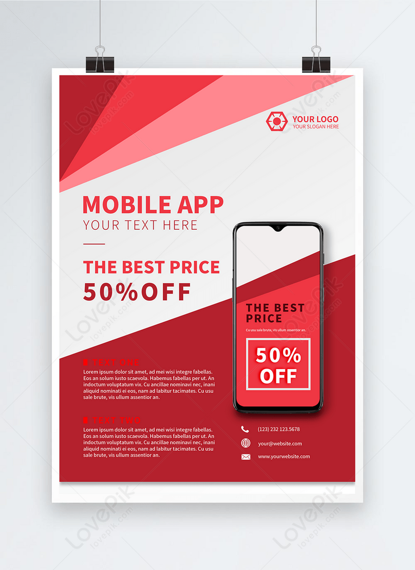 Simple red online and offline promotional flyer template For Free Downloadable Flyer Templates