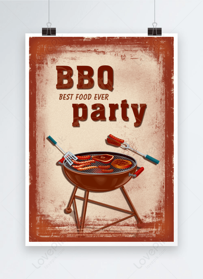 Brown retro style bbq poster template image_picture free download In Free Bbq Flyer Template