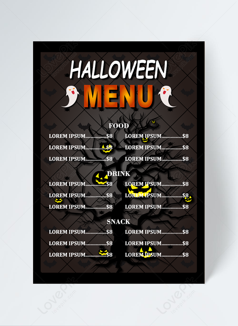 Dark menu