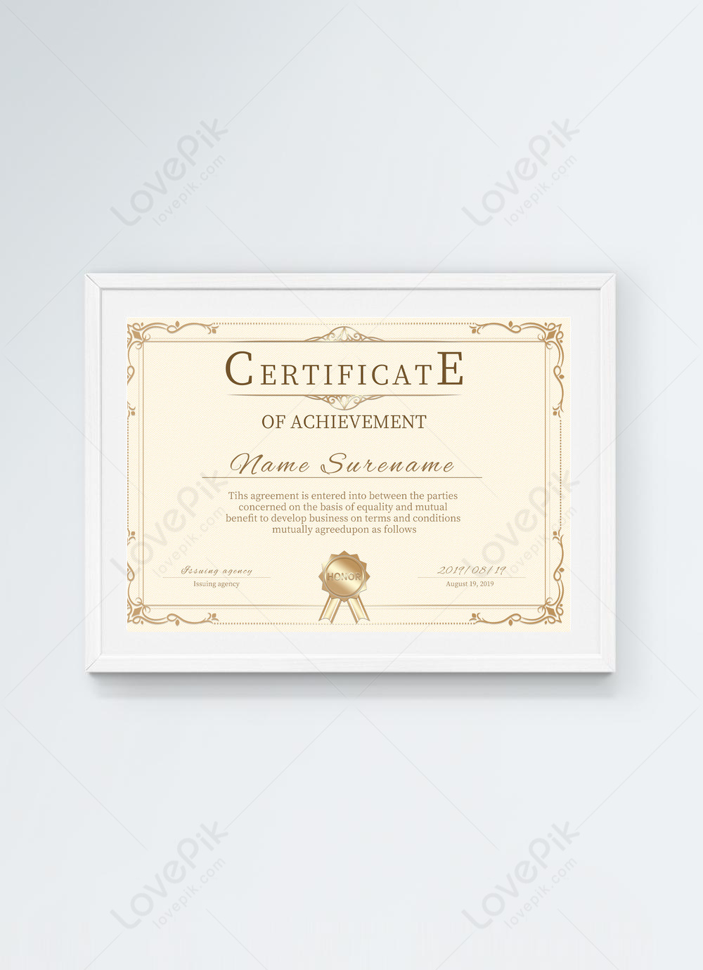 Golden certificate mockup template psd material issuing qualification ...