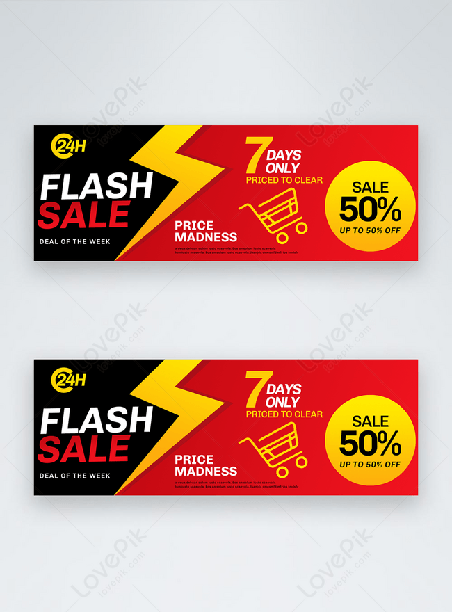 affiche ou bannière de vente au rabais de vente flash avec texte 3d sur  fond jaune, conception de modèle de bannière de vente flash pour les médias  sociaux et le site Web.