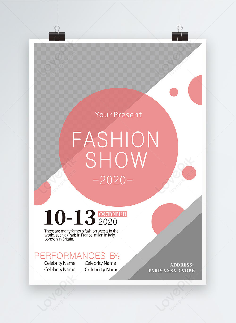 Fashion week fashion show trend pink poster template image_picture free ...