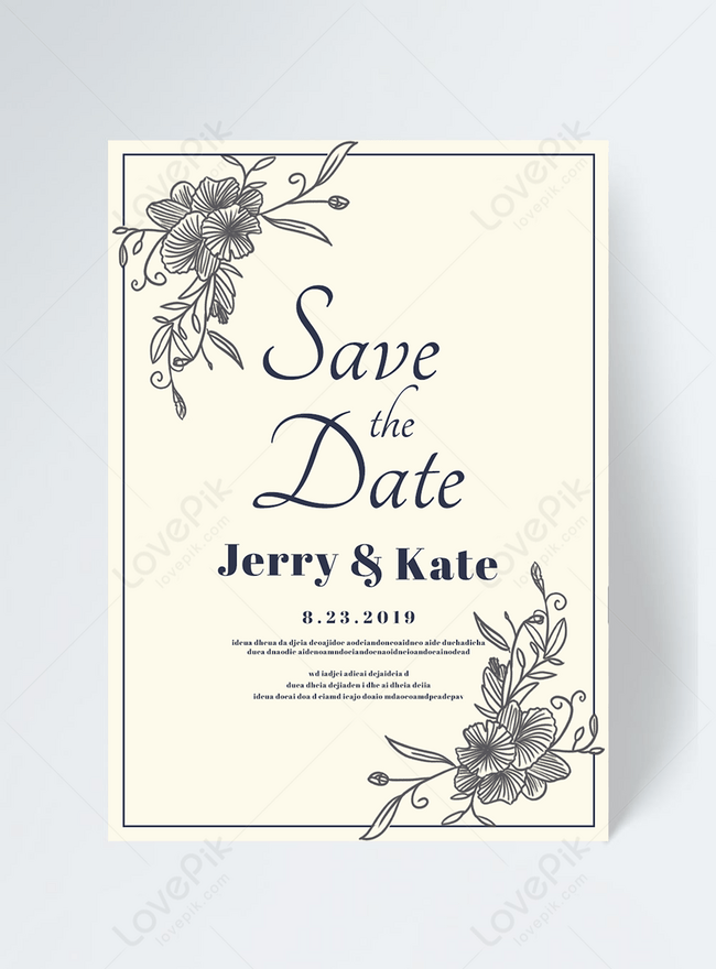 Romantic wedding Invitation cards hand drawn vector 02 free download