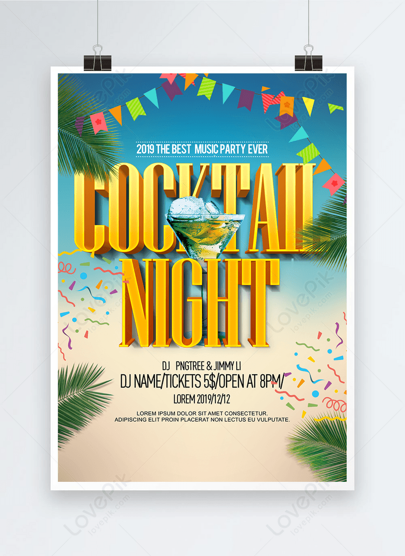 Cartoon fashion cocktail party theme poster template image_picture free  download 