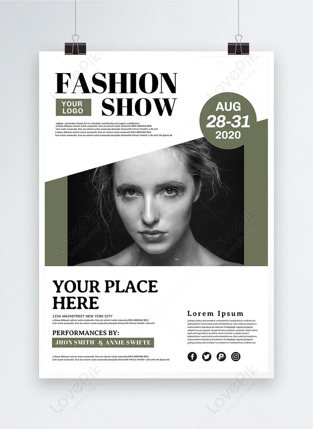 Green minimalist fashion catwalk poster template image_picture free ...