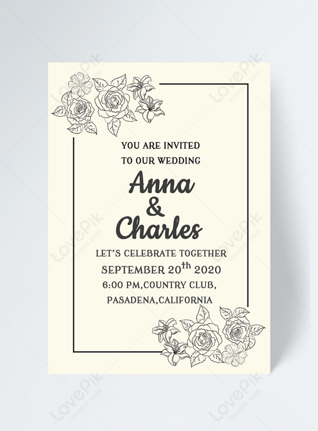 Minimalist Wedding Invitation Card Template Design Golden Line Art Drawing  Stock Vector by ©Anfisa1812 482309308