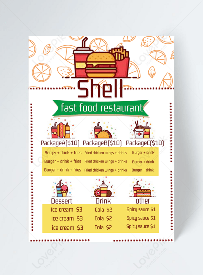 Cartoon fast food restaurant promotion menu template image_picture free  download 
