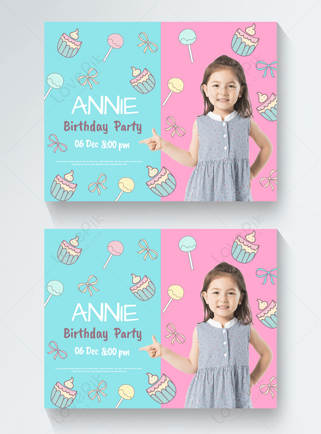 Colorful cartoon children birthday party invitation card template  image_picture free download 