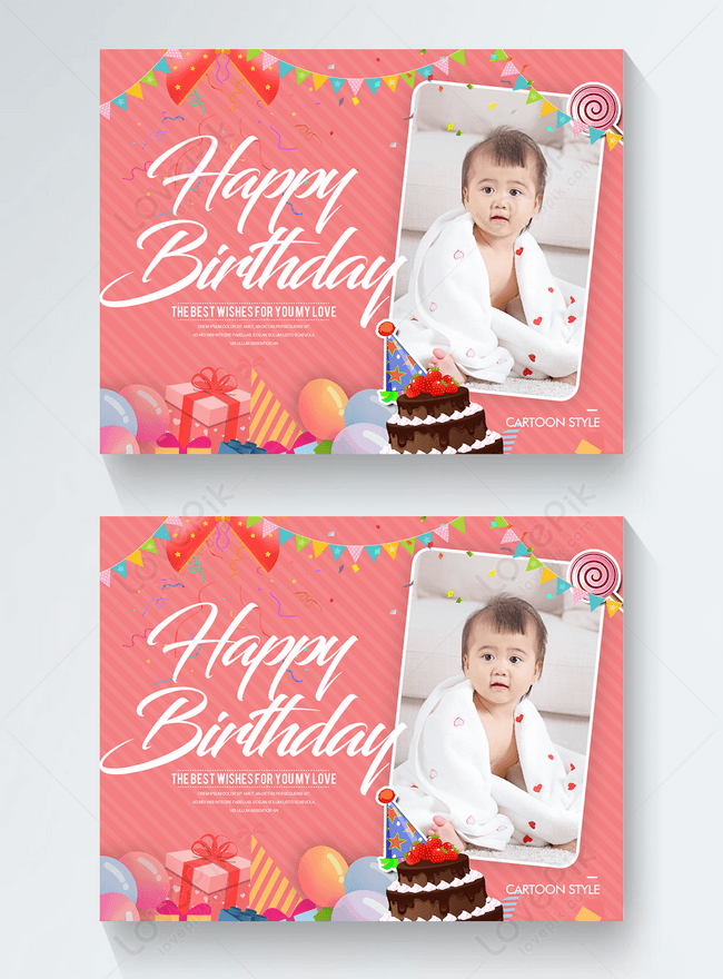 Color stylish cartoon children birthday party invitation card template  image_picture free download 