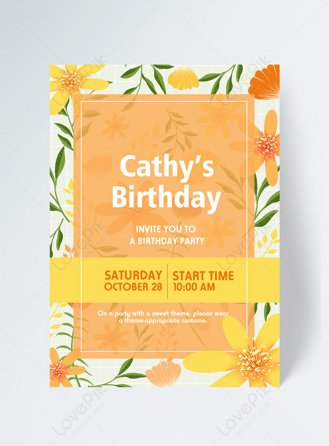 Plant floral background birthday invitation template image_picture free  download 