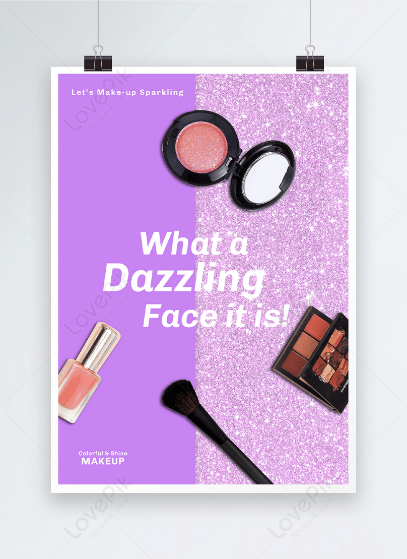 Purple shiny frosted background makeup promotion poster template  image_picture free download 