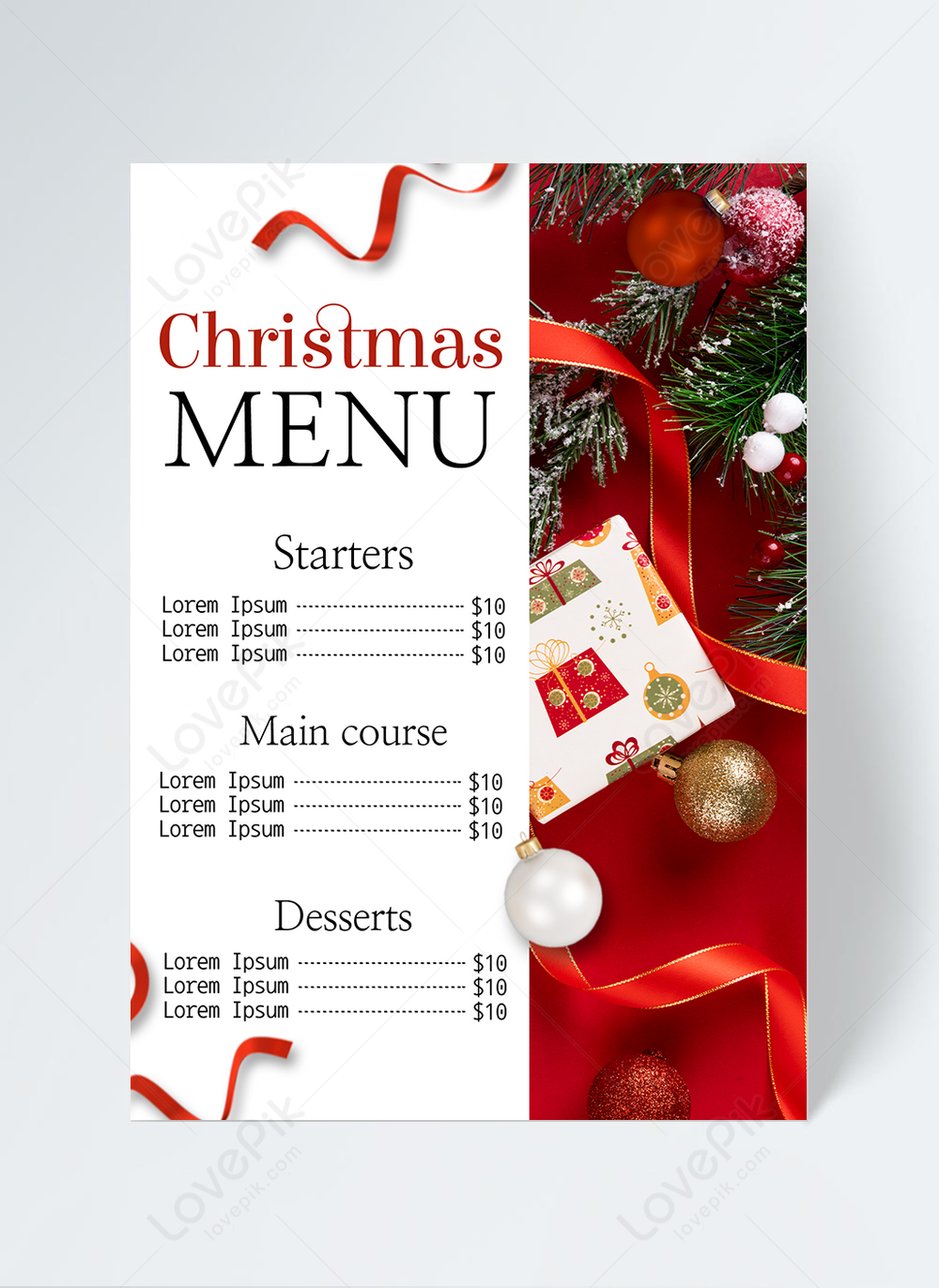 Red exquisite christmas menu template template image_picture free In Christmas Day Menu Template