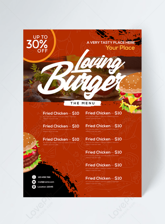 Simple and fashionable cartoon ink style restaurant fast food menu template  image_picture free download 
