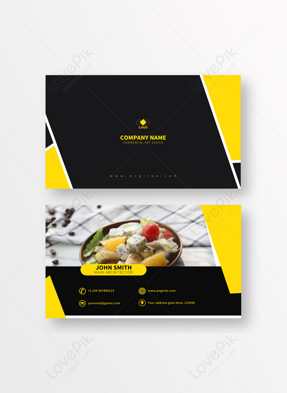 Yellow And Black Catering Business Card