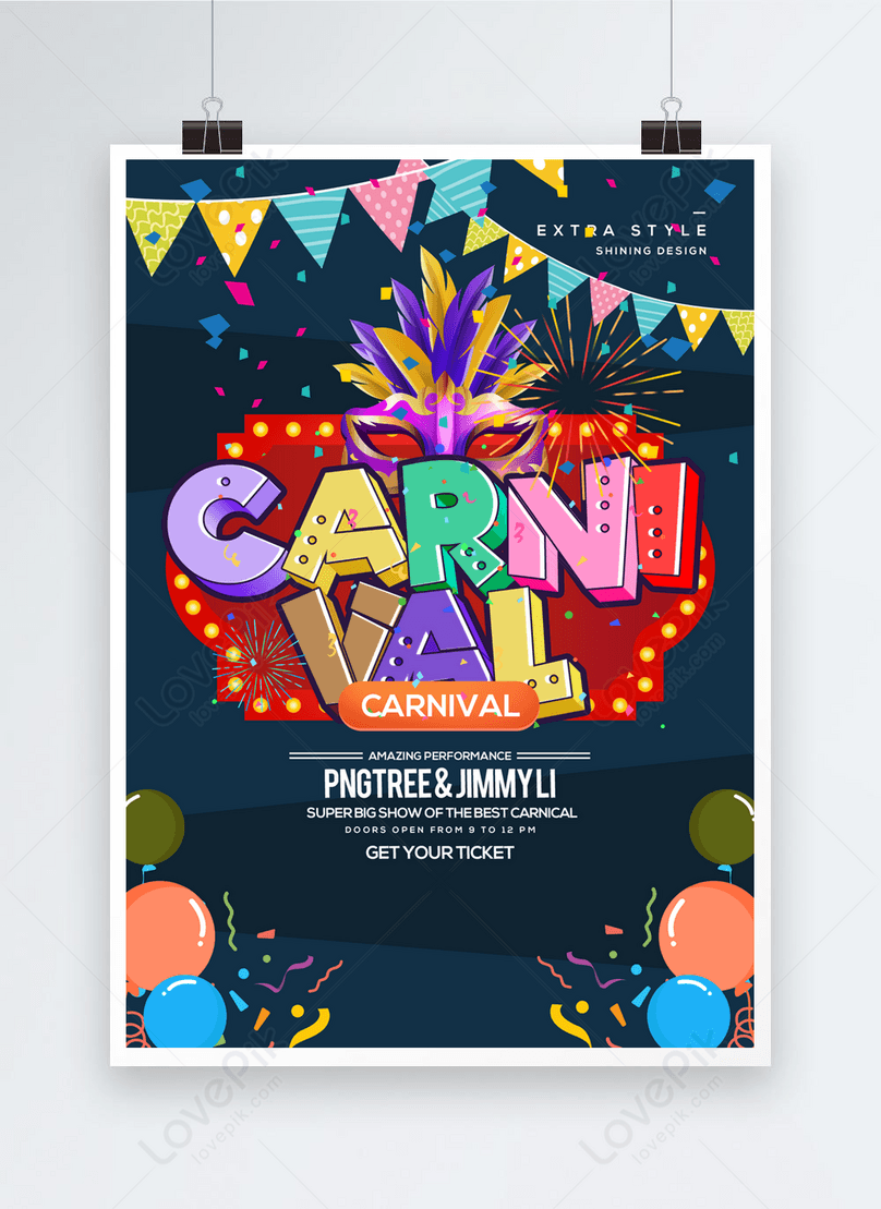 Modern fashion cartoon carnival party carnival poster template  image_picture free download 