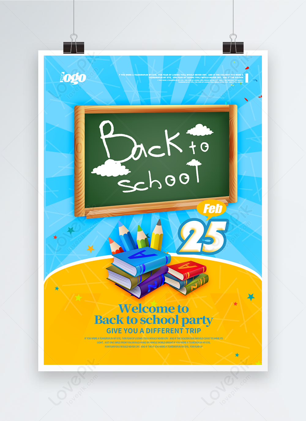 Stylish cartoon back to school day party poster template image_picture ...