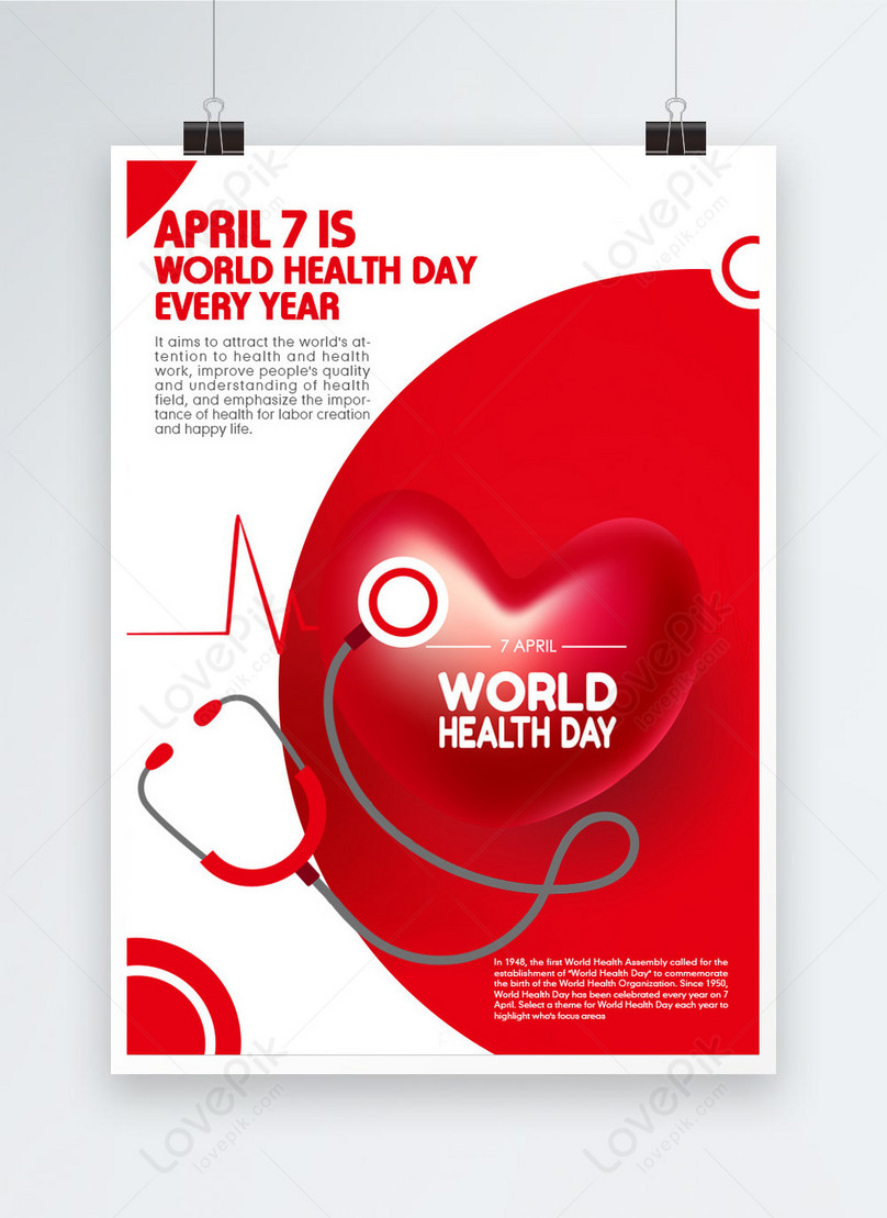 Love World Health Day Poster Template, world health day poster, healthy poster, care poster