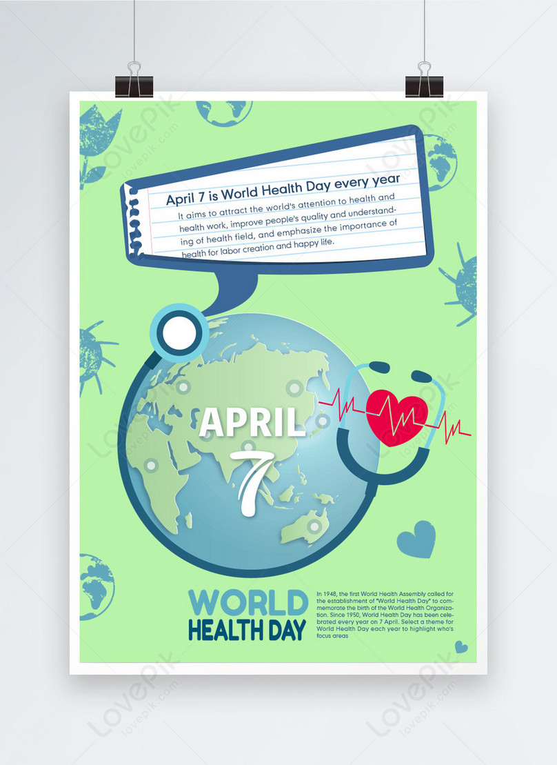 World Health Day Poster Template, world health day poster, health poster, stethoscope poster