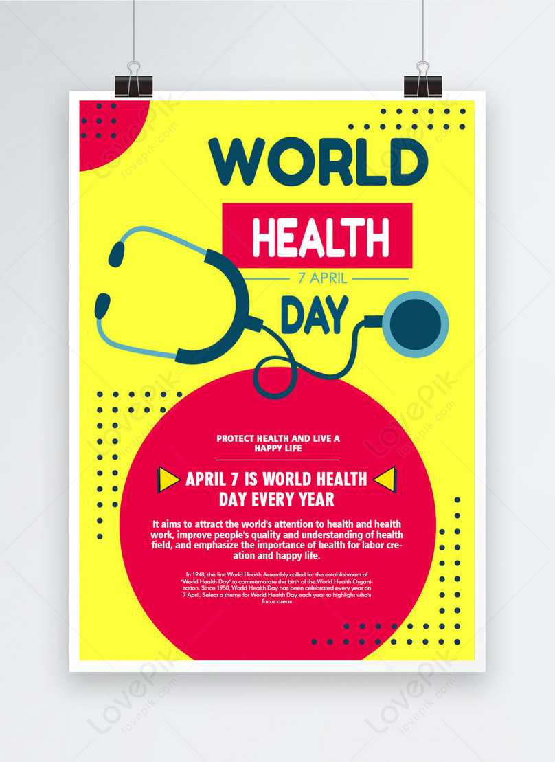 World Health Day Poster Template, health day poster, stethoscope poster, caring for health poster