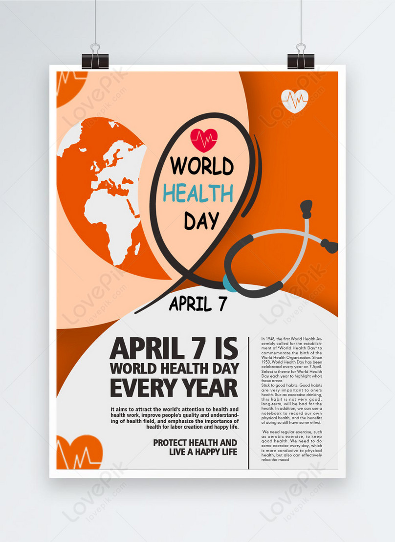 World Health Day Poster Template, health poster, world health day poster, earth poster