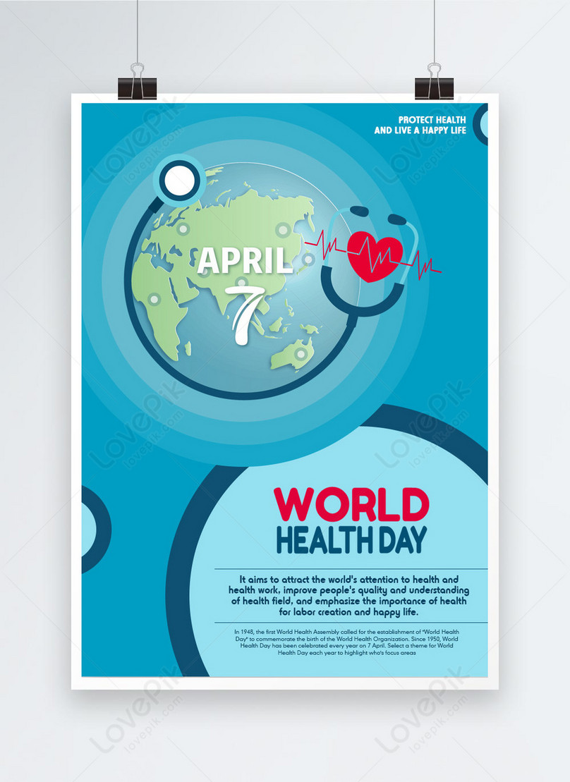 World Health Day Poster Template, april 7 poster, care for health poster, earth poster