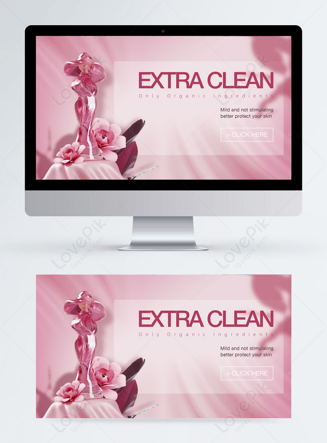 Pink Flower Cosmetics Banner Template, cosmetics banner design, flowers banner design, fresh style banner design