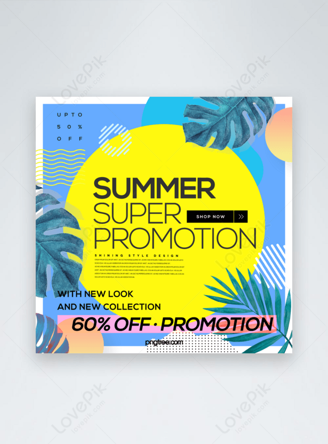 Fashion cartoon creative color hello summer promotion sns banner template  image_picture free download 
