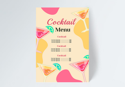 Mẫu Thiết kế menu cocktail màu