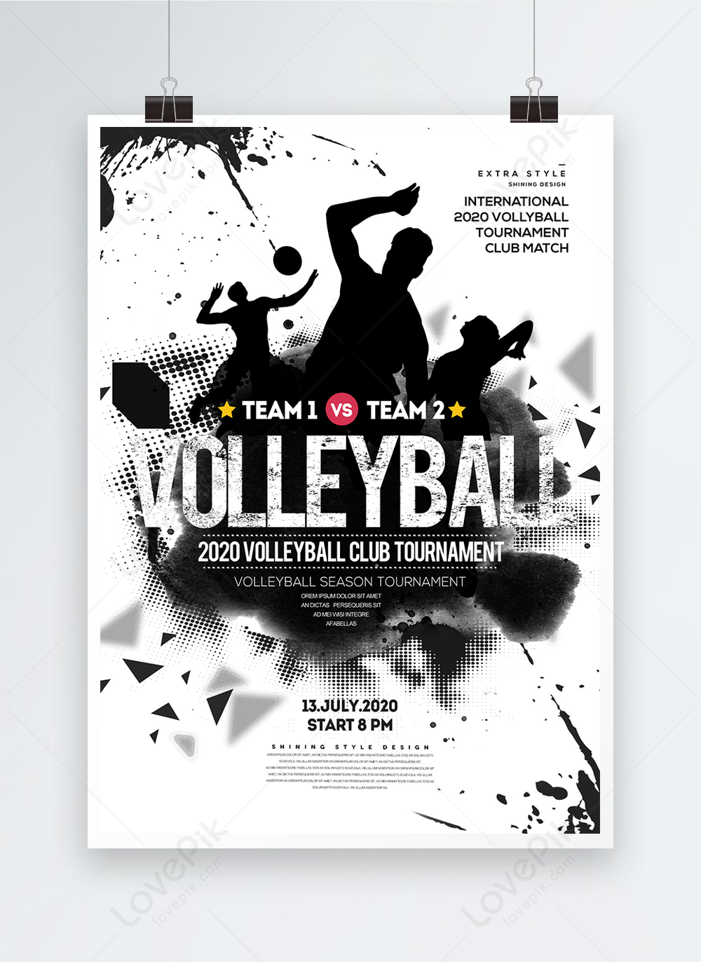 Creative abstract volleyball sport competition silhouette effect template  image_picture free download 