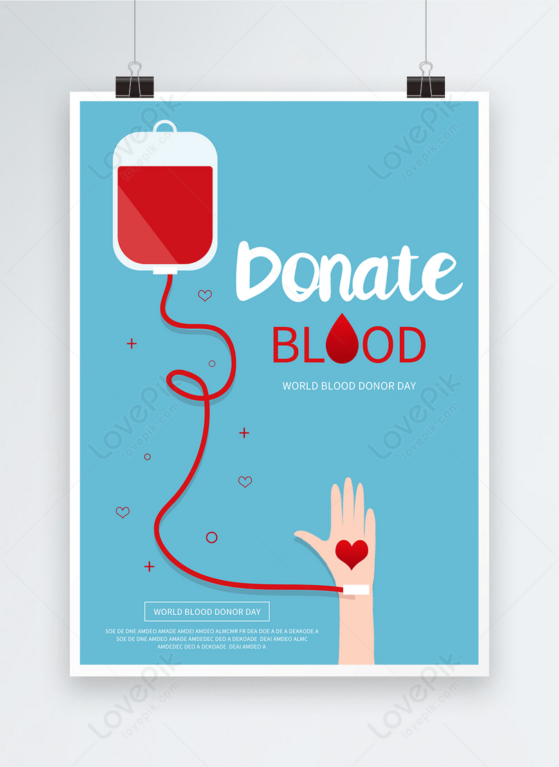 Blue minimalist world blood donation day poster template image_picture ...