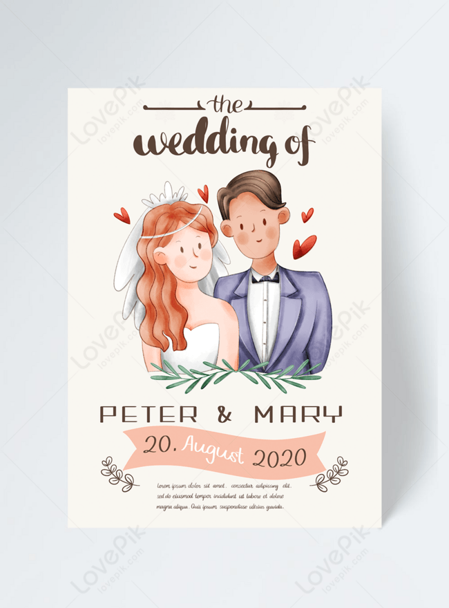 Fresh cartoon wedding invitation template image_picture free download  