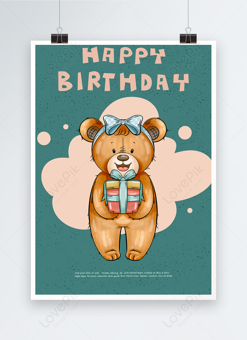 Cartoon style bear birthday party poster template image_picture free ...