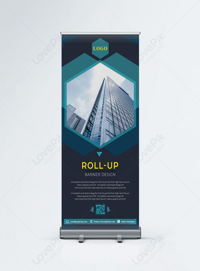 Blue business hotel large conference promotion roll up banner design  template image_picture free download 