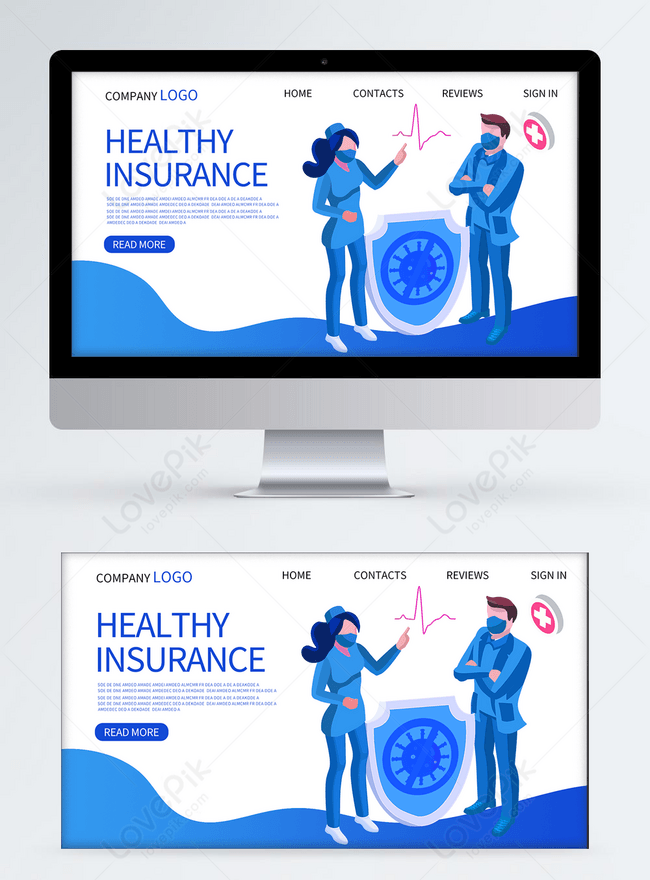 Vector cartoon medical insurance website template template image_picture  free download 