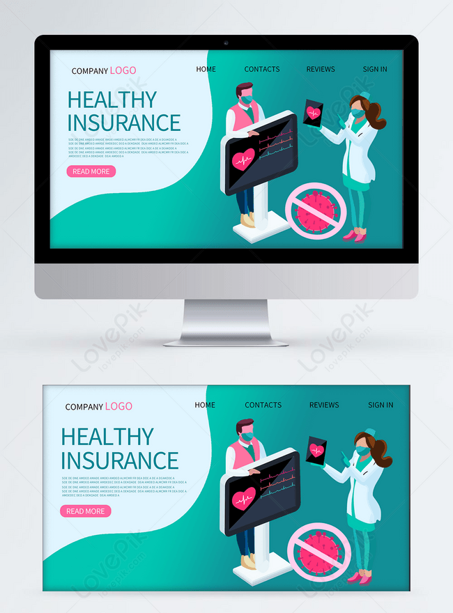 Colorful cartoon medical insurance website template template image_picture  free download 