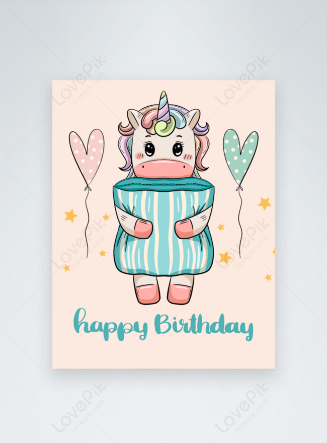 Tarjeta De Cumpleaños De Unicornio Rosa De Dibujos Animados | Descarga  Plantilla de diseño PSD Gratuita - Lovepik