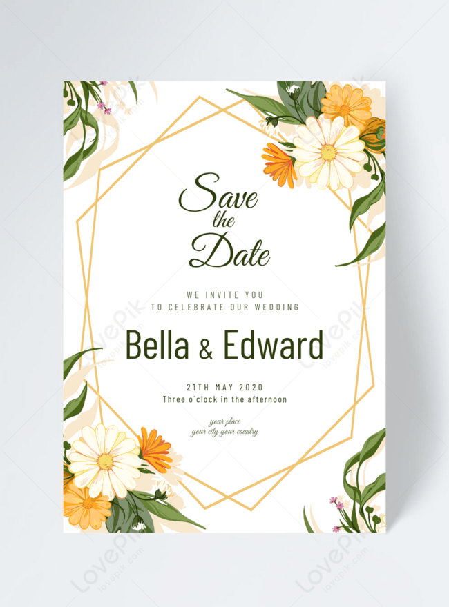 Fresh and simple flower wedding invitation template image_picture free  download 