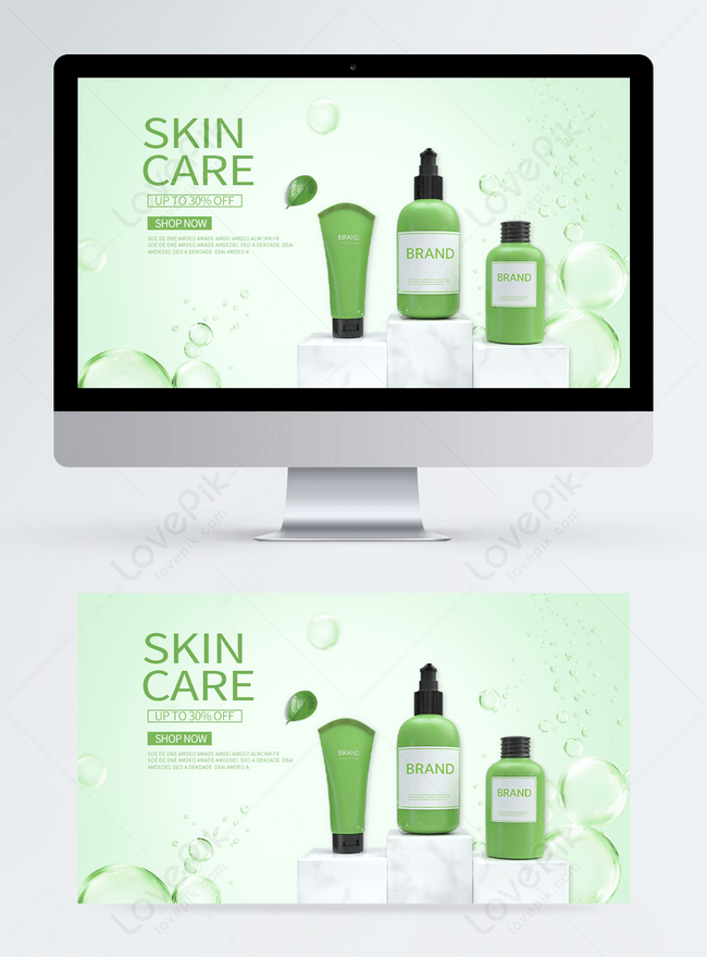 Summer Green Skincare Banner Template, skincare banner design, promotion banner design, discount banner design