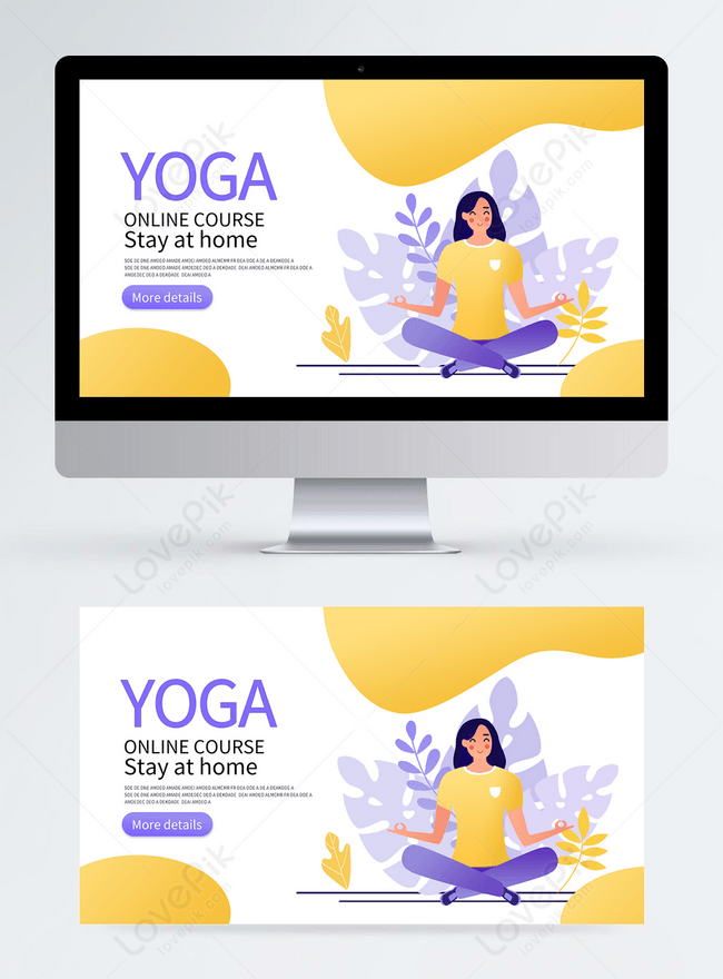 Yellow Vector Online Yoga Course Banner Template Image Picture Free Download 465432045 Lovepik Com