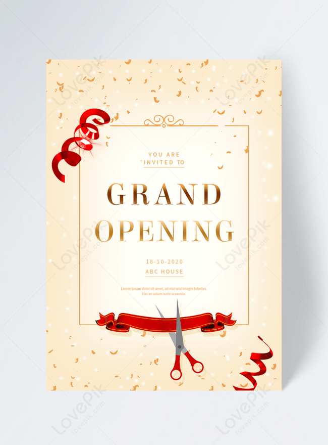 Light yellow silk grand opening invitation template image_picture free  download 