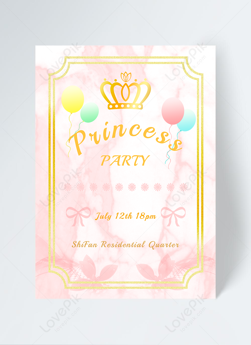 Fantasy Crown Pink Princess Birthday Party Invitation Template Image Picture Free Download 465444363 Lovepik Com