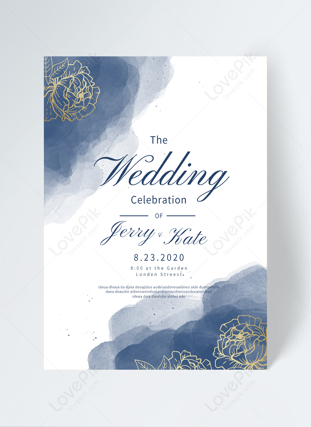 Blue Watercolor Wedding Invitation Template Imagepicture Free Download 465445458 4969