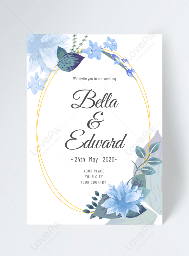 Invitación De Boda Feliz Flores Azules | Descarga Plantilla de diseño PSD  Gratuita - Lovepik