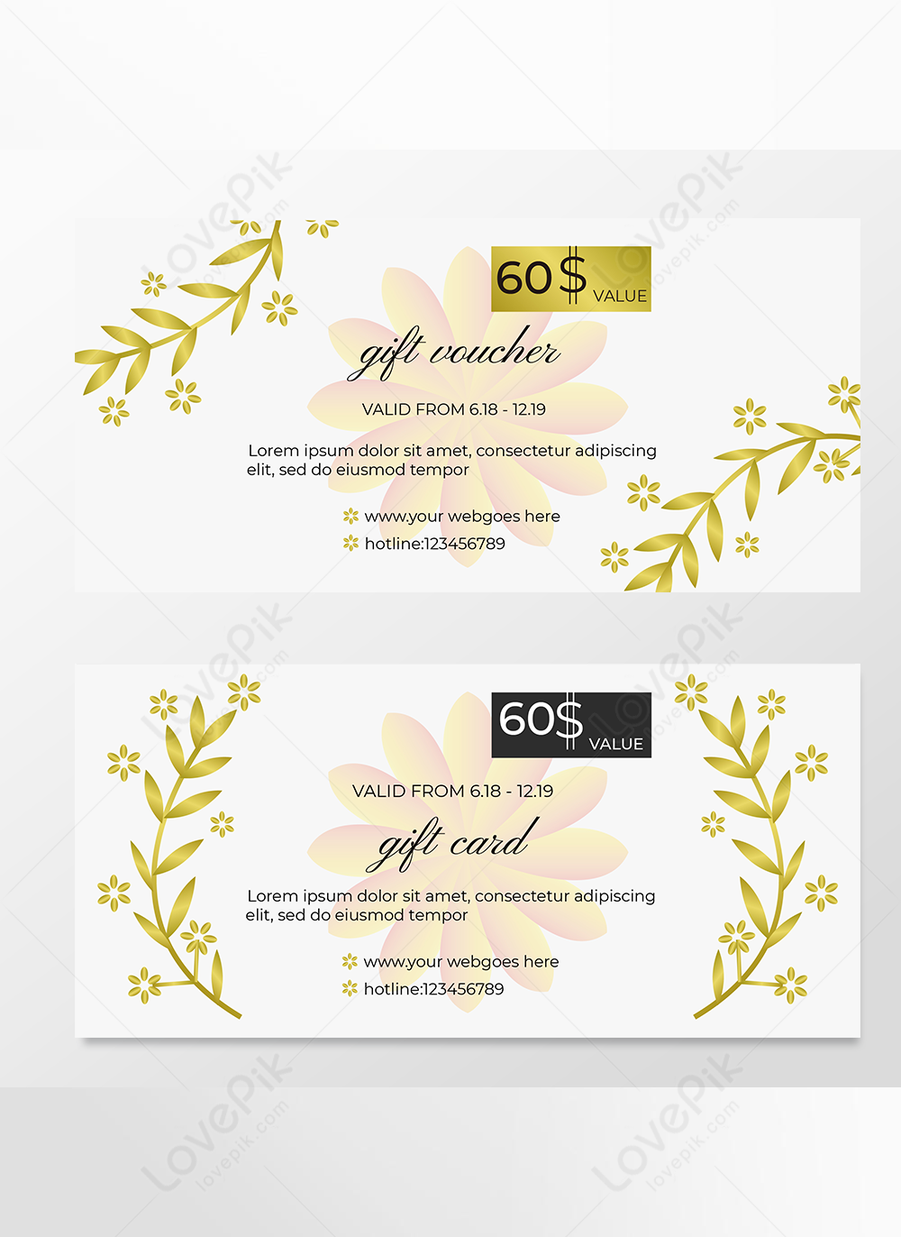 Download Golden Yellow Flower Coupon Golden White Template Image Picture Free Download 465488823 Lovepik Com PSD Mockup Templates