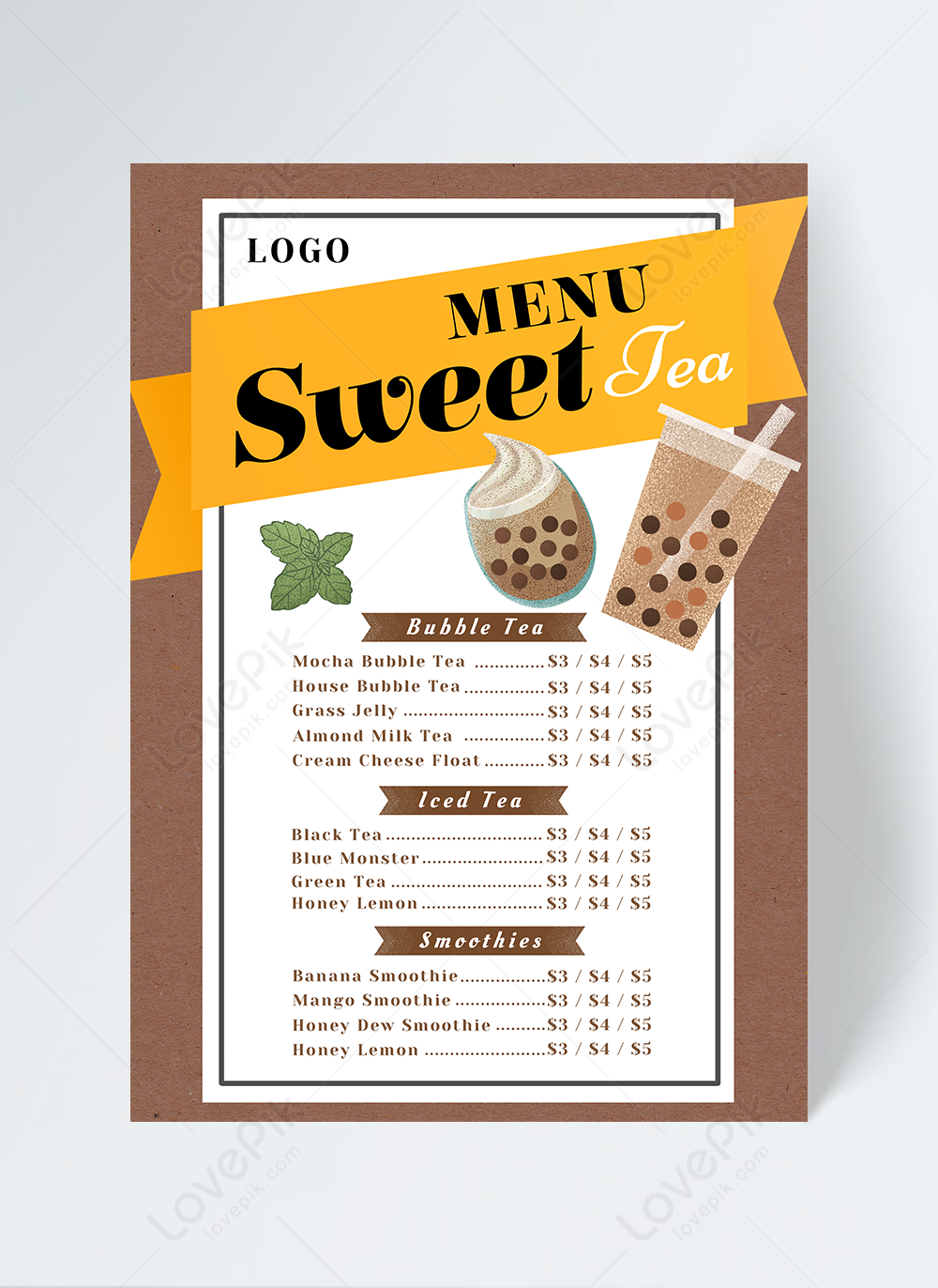 Hand drawn milk tea shop menu template image_picture free download ...