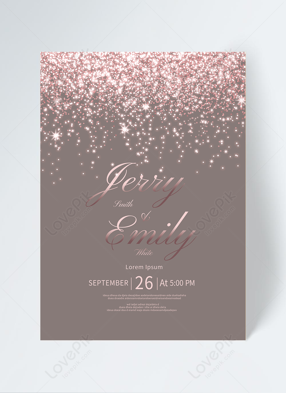 rose gold glitter wedding invitation template image_picture free